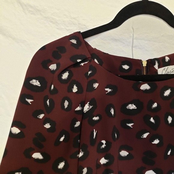 Leopard Burgundy Dress Size 2 | Closet London ASOS - Picture 3 of 8
